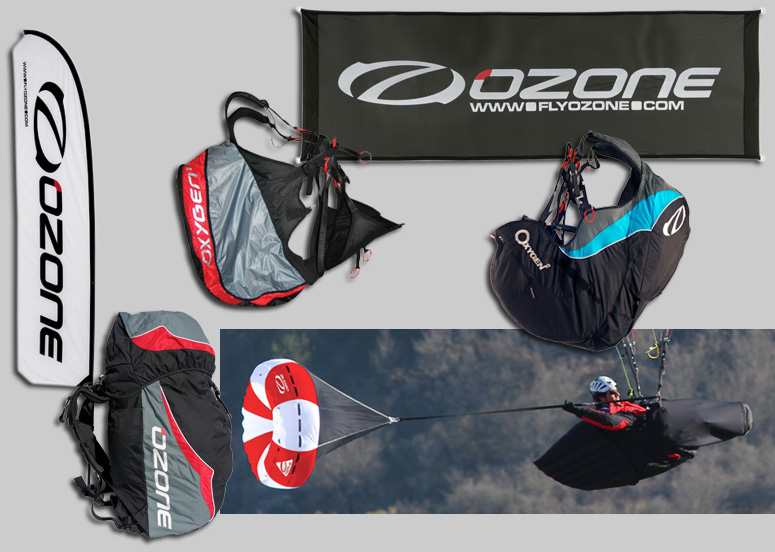 Sellettes, sacs, anti-G, manches à air, accessoires de parapente OZONE